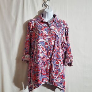 Westbound | Linen Blend Button Down Shirt | Size PXL | NWT